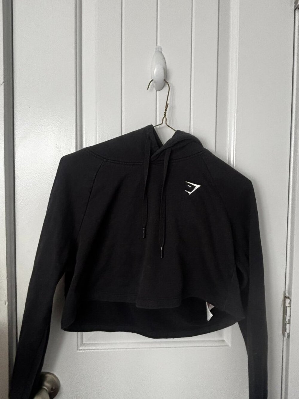 Gymshark Training Cropped Hoodie Black Pullover Size S